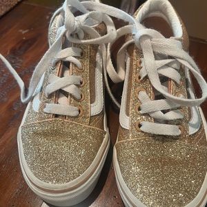 Vans Old Skool Glitter Skate Shoe - Little Kid - Amberlight- size 13